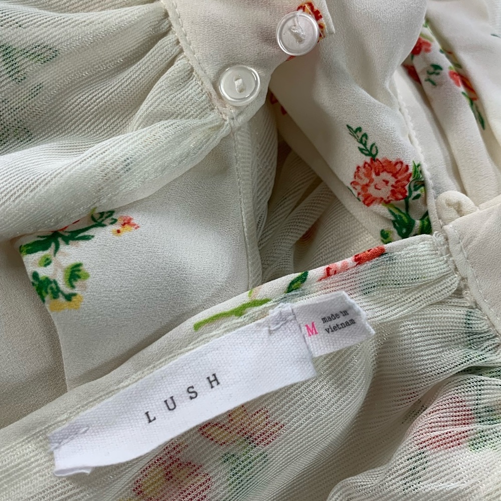 Floral Haulter‎ Top Dress All Over Pattern Cream Off White Women's Size M - Picture 10 of 13